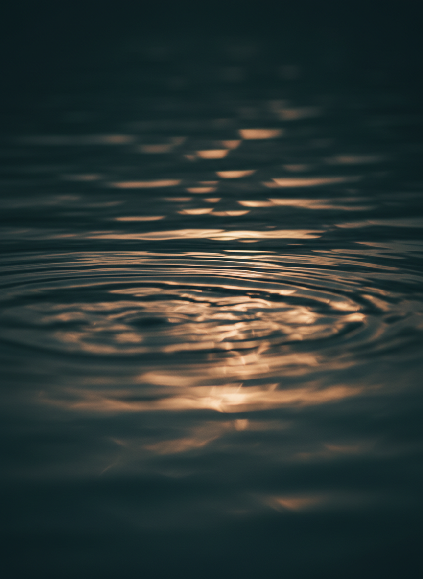 Soft focus of gentle rippling water and light reflections, tranquil and meditative